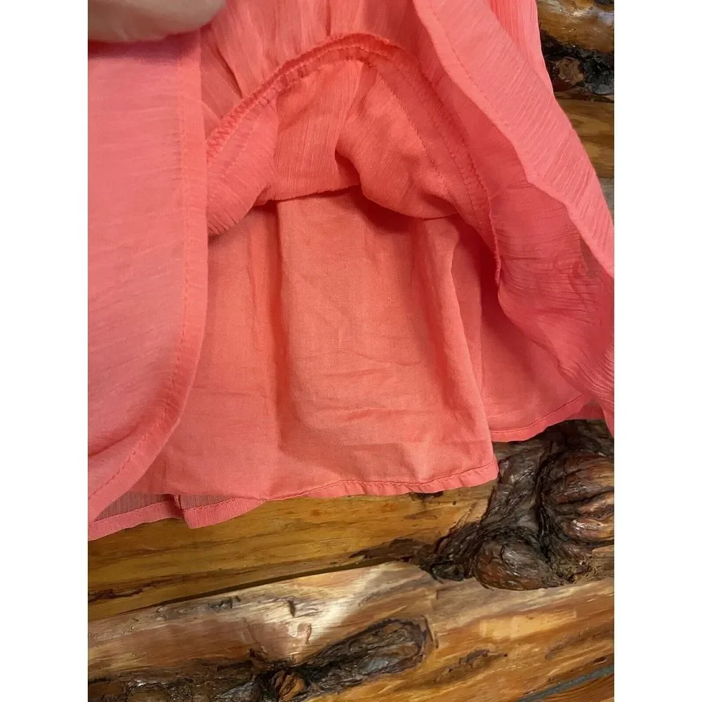 Old‎ Navy Peach Strapless Ruffled Bottom Dress W/ Flower Accent Size 6-12 Months